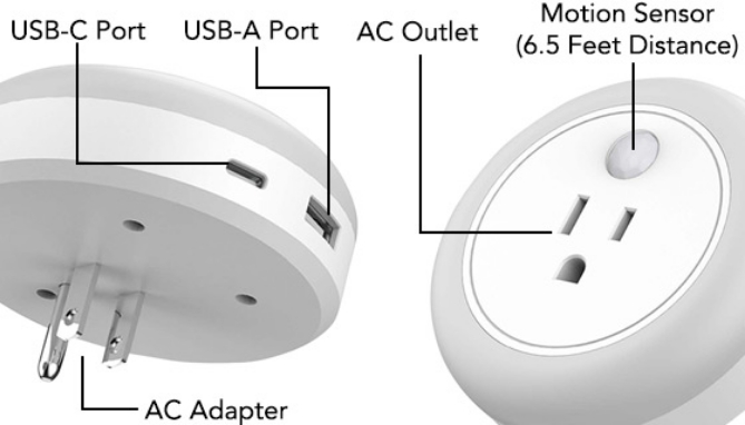 Click to view picture 3 of Motion Sensor Night Light w/3 Charging Ports