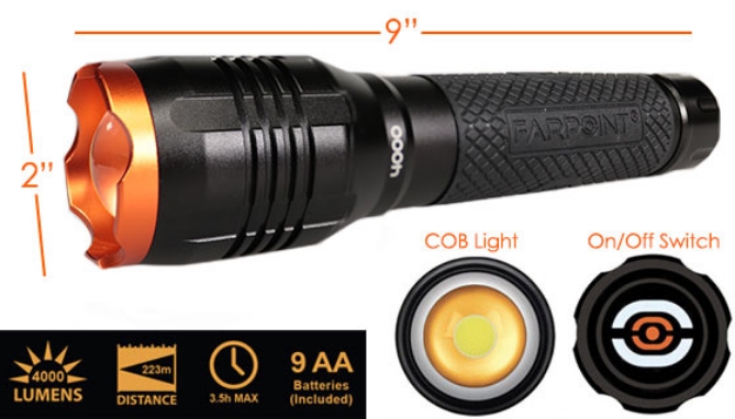 Picture 2 of PulseBeam 4000 Lumen Tactical Flashlight - w/ 9 FREE Batteries - Forest Filling Brightness!