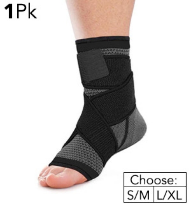 Picture 1 of Ankle Compression Sleeve with Adjustable Straps