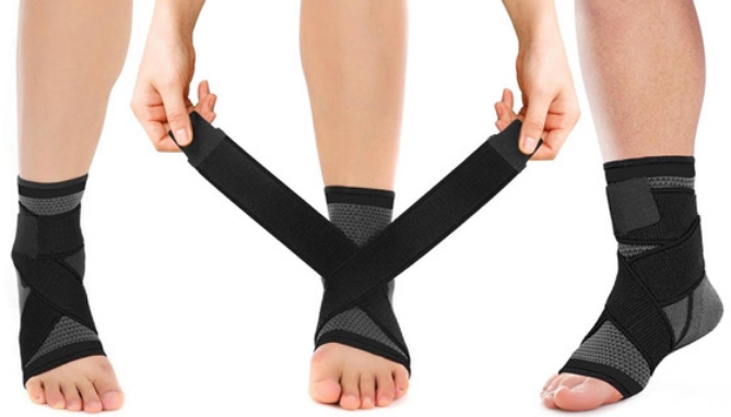 Picture 2 of Ankle Compression Sleeve with Adjustable Straps