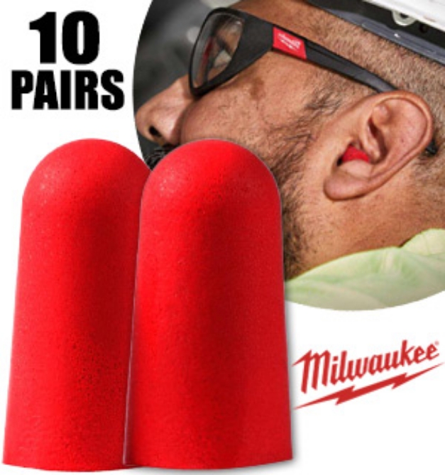 Picture 1 of Milwaukee All Day Comfort Disposable Ear Plugs - Individually Wrapped 10-Pack w/32 dB Noise Reduction Rating