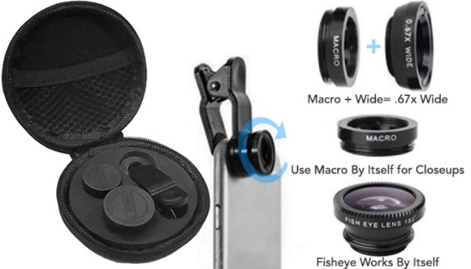 Click to view picture 2 of Phone Photo Kit with Macro, Wide Angle, And Fisheye Lens