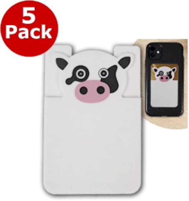 Picture 1 of 5-Pack of Cutie Cow - Paws N Claws Silicone Mobile Storage Pocket