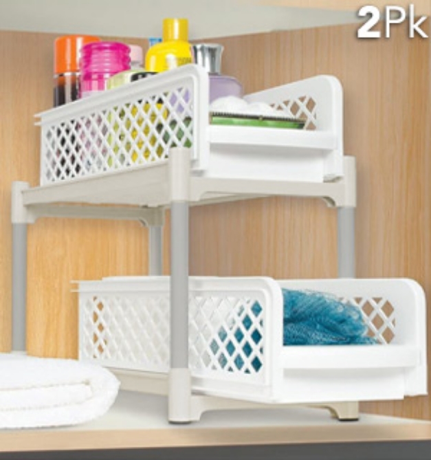 Picture 1 of 2-Tier Sliding 9in Basket Drawers: Set of 2