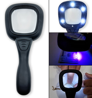 LED Magnifying Glass with UV Light and Kickstand