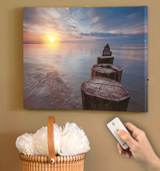 Picture 1 of Pier Sunset Seascape Photo LED Lighted Wall Art on Canvas