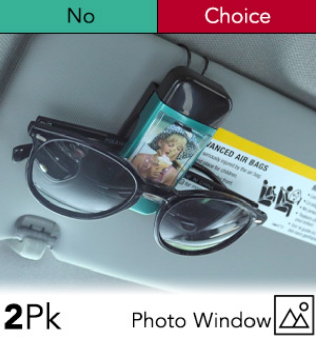 Picture 1 of Visor Sunglass Holder Clip with Photo Window - 2-Pack