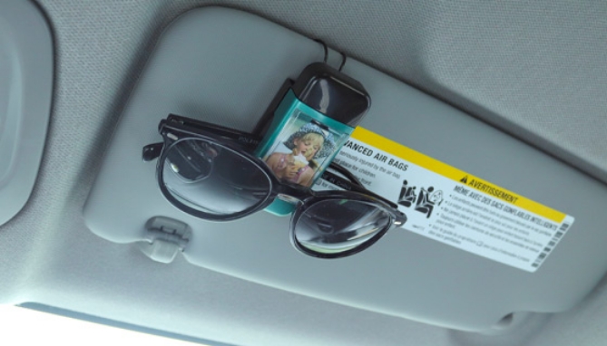 Picture 2 of Visor Sunglass Holder Clip with Photo Window - 2-Pack