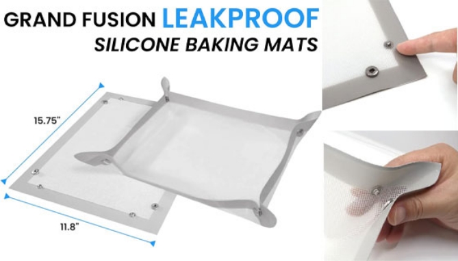 Click to view picture 3 of 2-in-1 Silicone Baking Mat and Leakproof Pan
