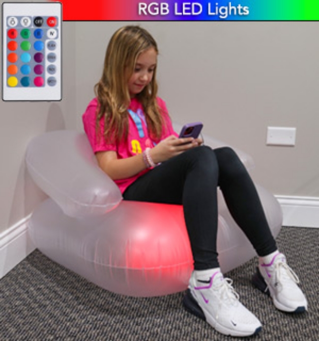 Picture 1 of LED Inflatable Lounge Chair with Remote (Dented Packaging)