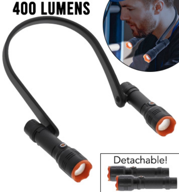 Picture 1 of Dual Detachable 400 Lumen Rechargeable Head, Neck & Flashlight