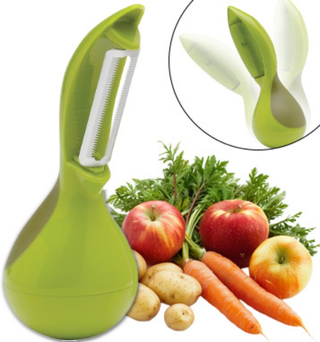 Picture 1 of Upright Standing Serrated Produce Peeler With Ergonomic Grip