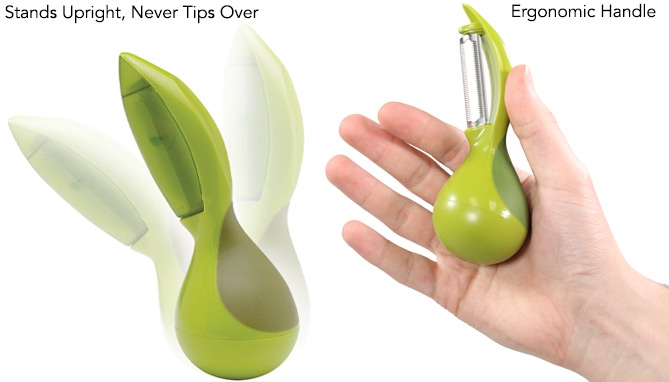 Click to view picture 4 of Upright Standing Serrated Produce Peeler With Ergonomic Grip