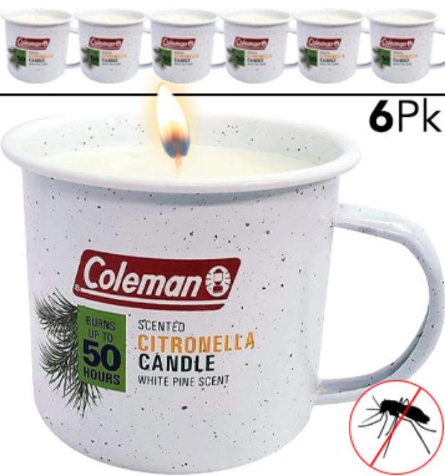 Picture 1 of Coleman® Nostalgic Tin Mug Citronella Repellent Candle 6-Pack