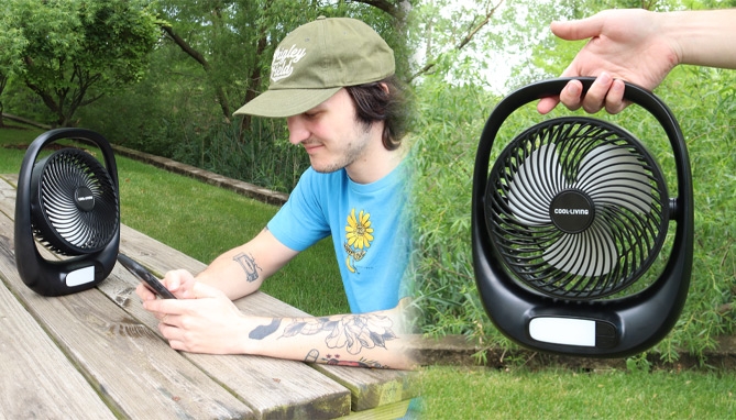 Click to view picture 5 of Lightweight and Portable, Adjustable, Rechargeable Fan With LED Light