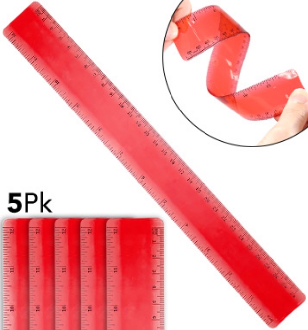 Picture 1 of 12-Inch Flexible Ruler - 5 Pack