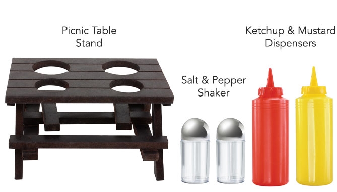 Picture 2 of Real Wood Picnic Table 5pc Condiment Set