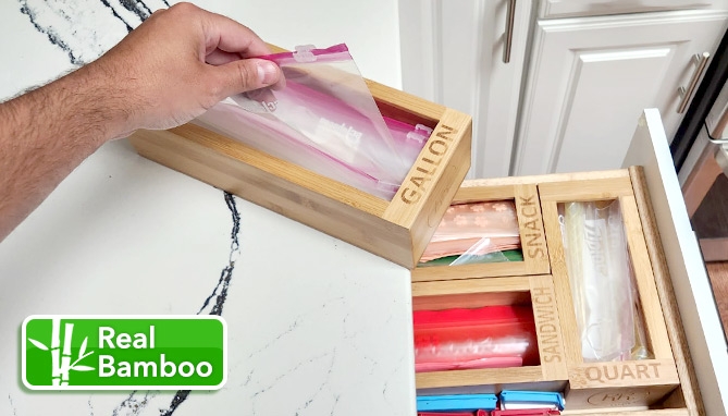 Click to view picture 2 of Bamboo Kitchen Bag Organizer
