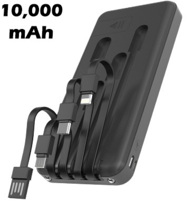 Picture 1 of 10,000mAh Multi Device Power Bank With Built In Cords