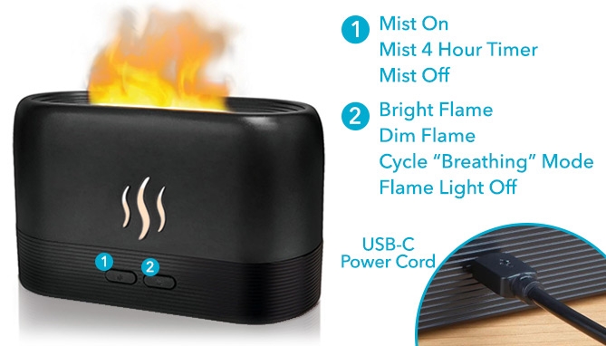 Click to view picture 3 of Humidifier LED Flame Light and Essential Oil Diffuser