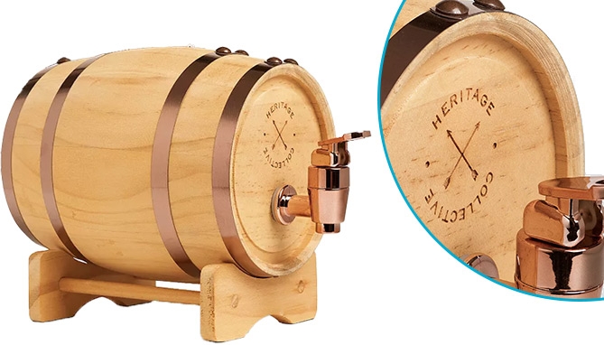 Click to view picture 2 of Mini Wooden Whiskey Barrel Dispenser