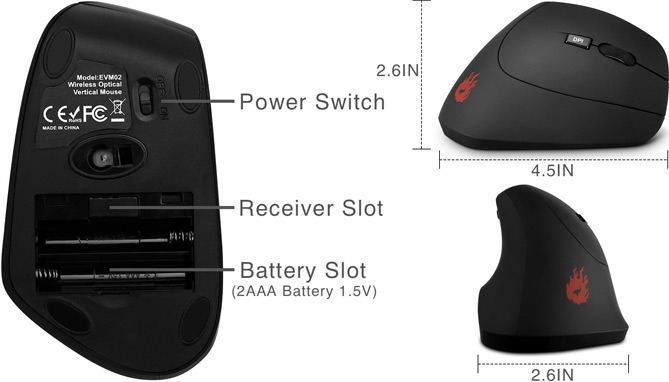 Picture 2 of Wireless Vertical Ergonomic Mouse by Velocifire