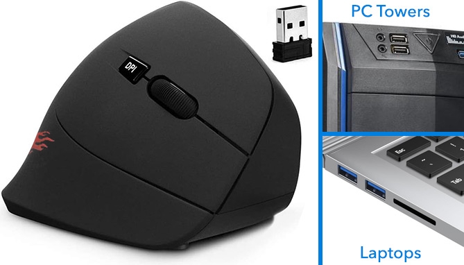 Click to view picture 4 of Wireless Vertical Ergonomic Mouse by Velocifire