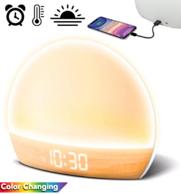 Picture 1 of Sunrise Alarm Clock with Soft LED Lights by Brookstone