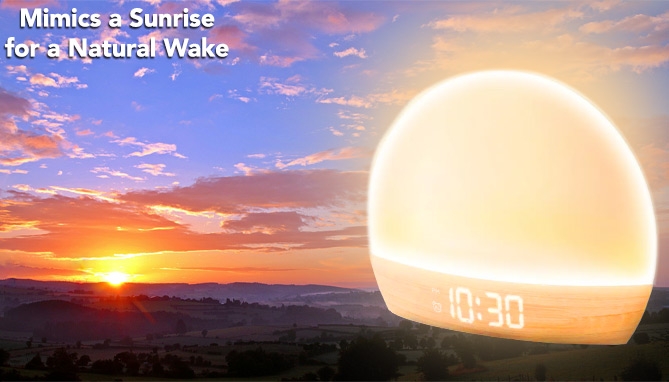 Click to view picture 2 of Sunrise Alarm Clock with Soft LED Lights by Brookstone