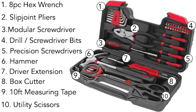 Click to view picture 2 of 40pc Essential Tool Set w/ Case