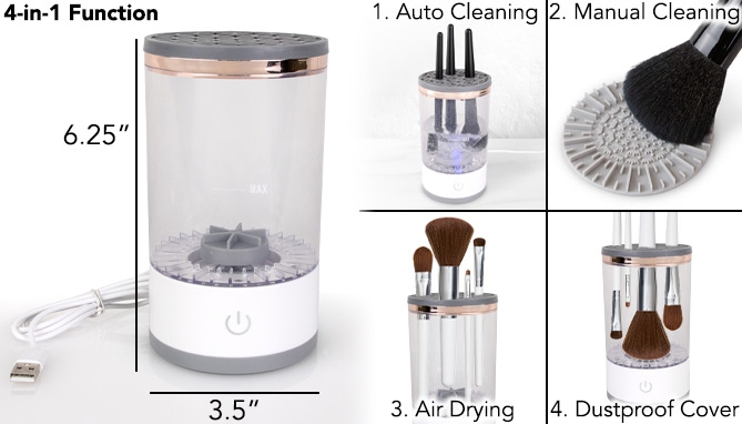 Click to view picture 3 of Sonic Makeup Brush Cleaner and Holder: 4-in-1 Multifunction