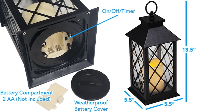 Click to view picture 4 of Indoor and Outdoor Modern LED Lantern with Flickering Candle