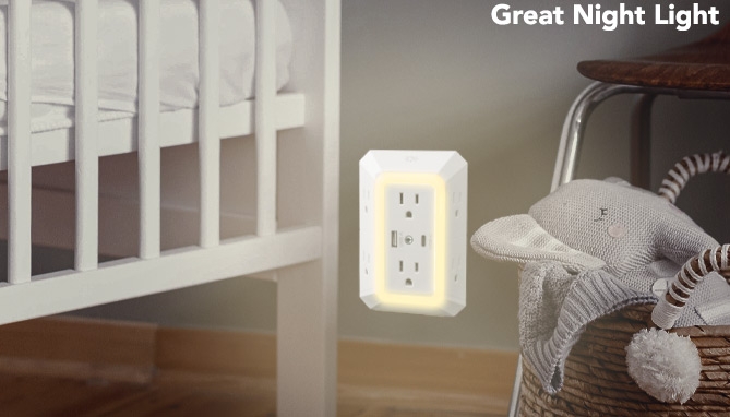 Click to view picture 5 of Modern Multiport Surge Outlet and USB Charging Station Night Light