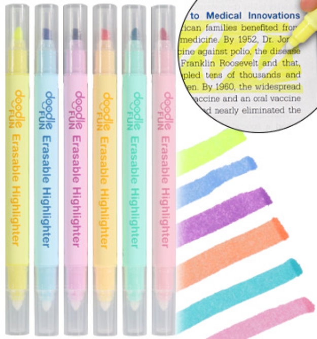 Picture 1 of Set of 6 Erasable Highlighters