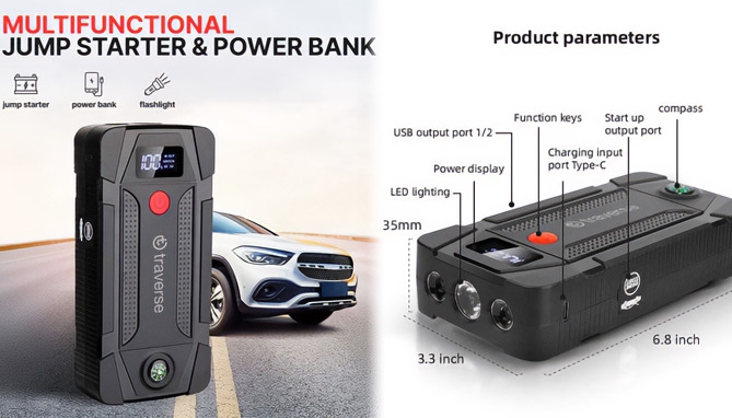 Click to view picture 4 of Portable Vehicle Jump Pack And Power Bank Combo 