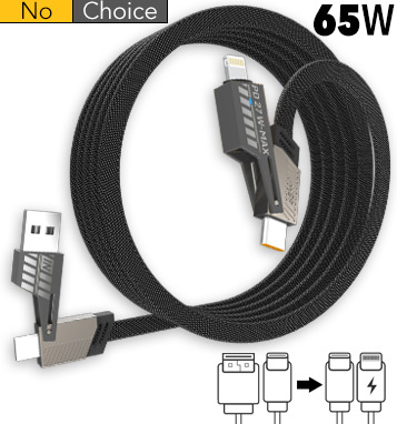 Transforming 4-in-1 Charge and Sync Cable: 6ft