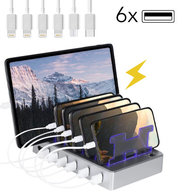 6 Port Charging Station For All Your Daily Devices