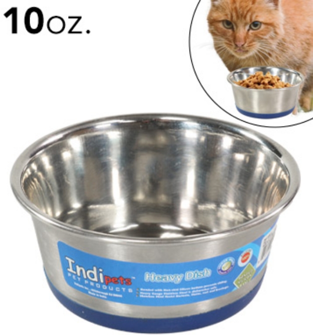 Picture 1 of 10 oz Stainless Steel Pet Bowl With Non-Slip Rubber Base