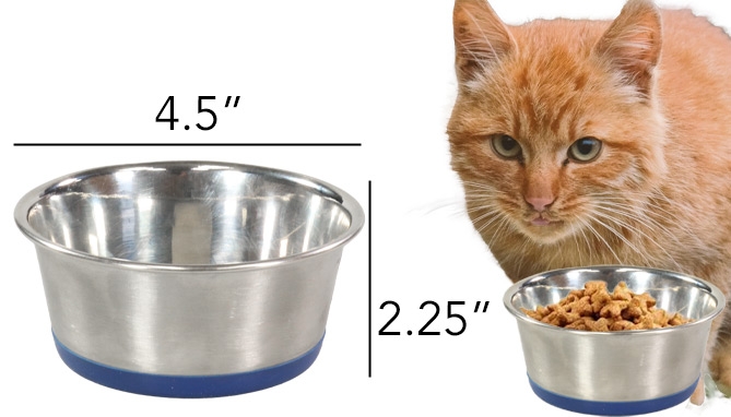 Click to view picture 2 of 10 oz Stainless Steel Pet Bowl With Non-Slip Rubber Base