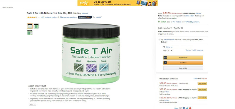 Amazon price for SafeT Air